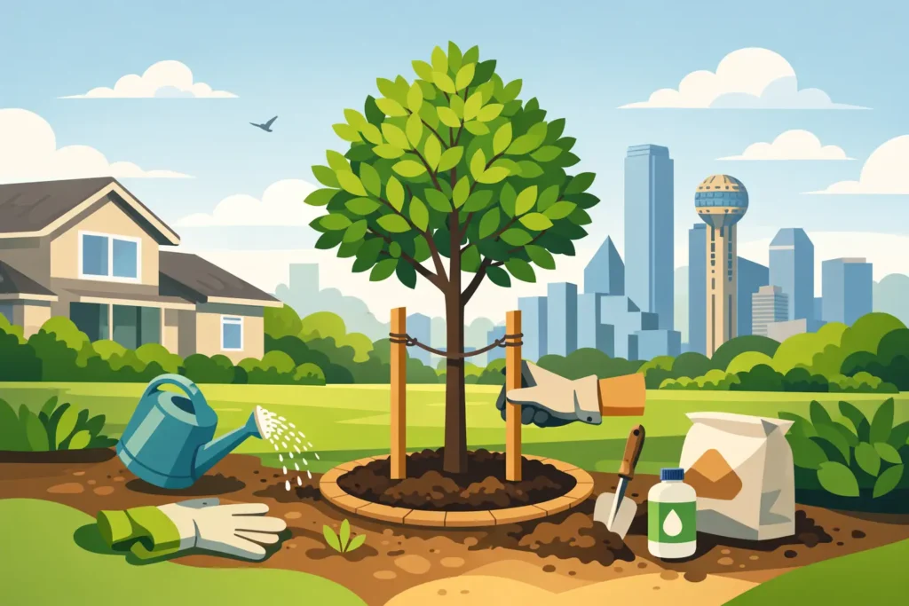 Tree Planting Aftercare for Dallas Properties