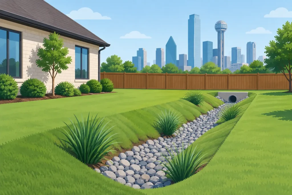 Drainage Swale Installation for Dallas Yards